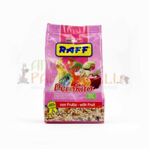 raff perokito mangime con frutta e mela per pappagalli, calopsite, inseparabili, roselle, parrocchetti