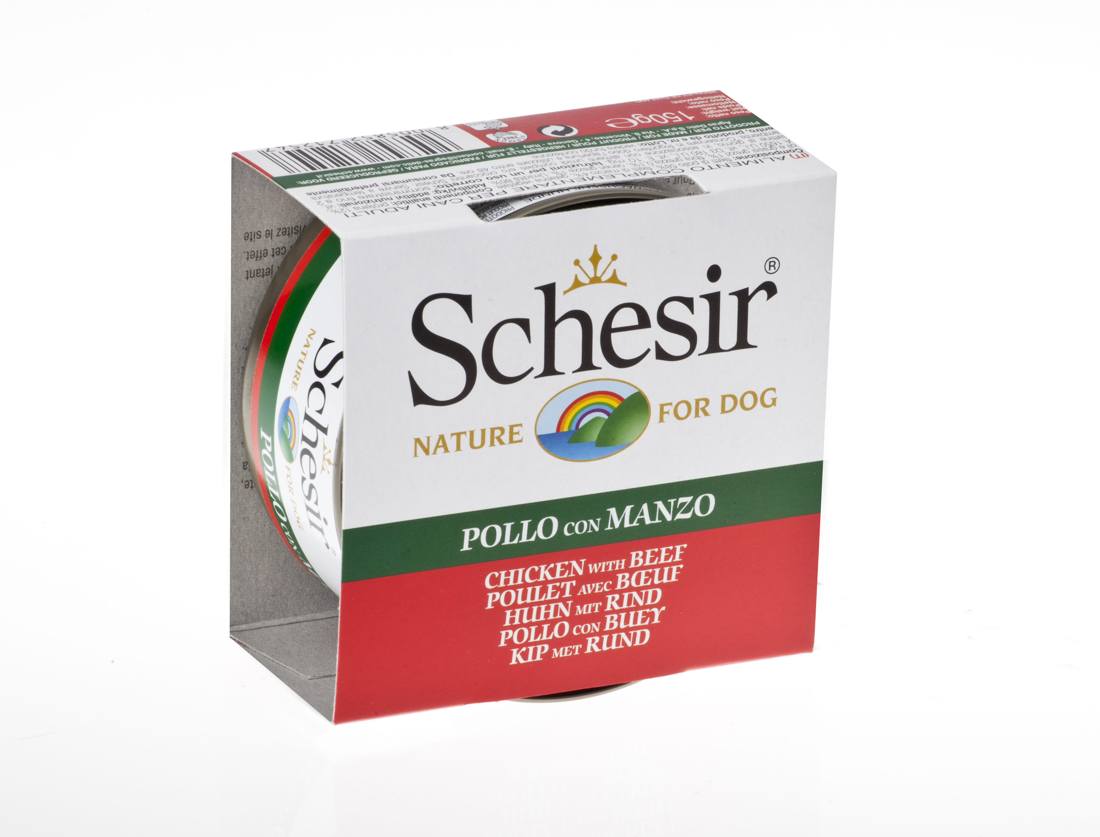 schesir dog pollo manzo alimento umido cane