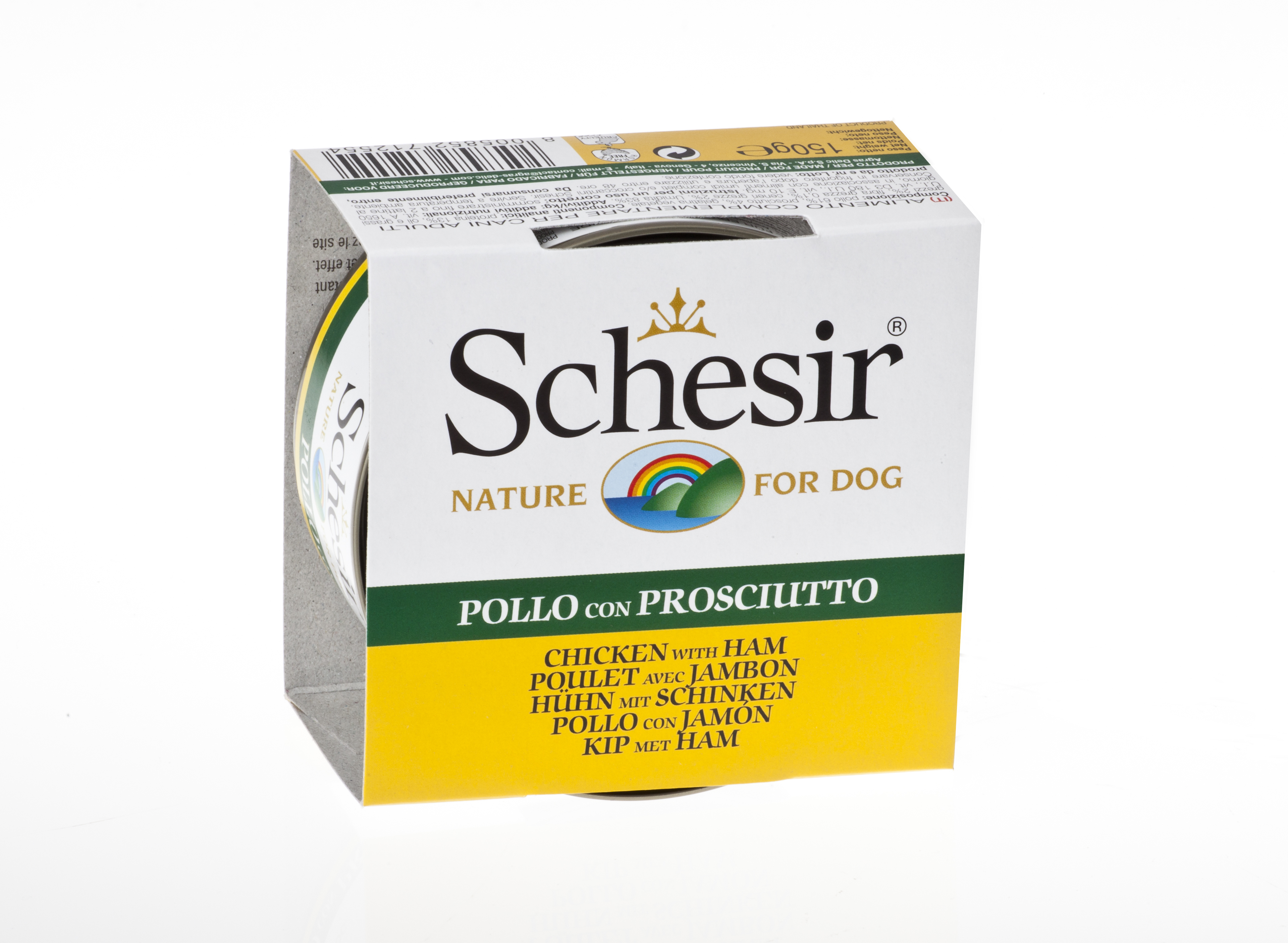 schesir dog pollo prosciutto alimento umido cane