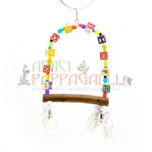 gioco altalena a cubi con lettere alfabeto pappagallo