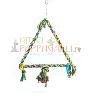 giocattolo altalena in formato triangolo per pappagalli da appendere nelle gabbie, voliere e trespoli