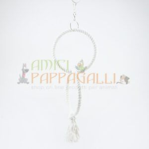 Gioco altalena in corda naturale a forma di anello – due anelli per pappagalli