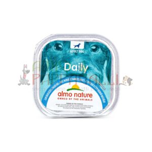 almo nature daily menù con merluzzo e fagiolini 300g alimento umido per cani in vaschetta patè