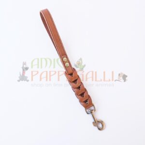 guinzaglio corto per cane in cuoio intrecciato 38cm