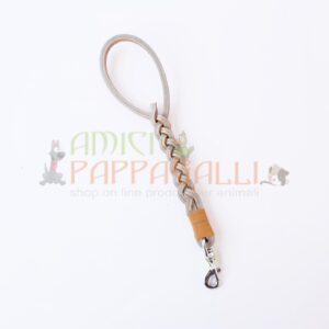 guinzaglio tripla treccia in cuoio per cane 42cm