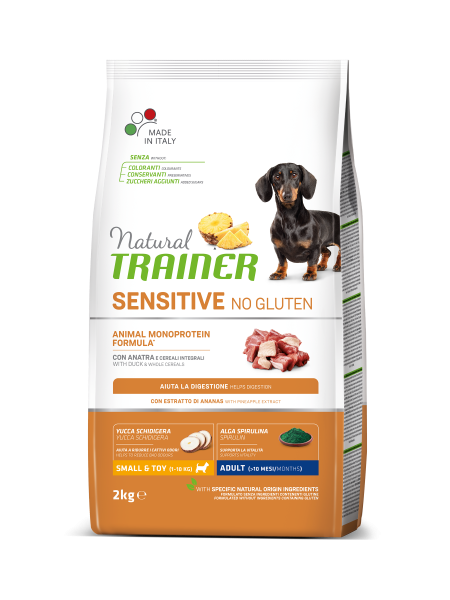 natural trainer sensitive no gluten anatra per cani di taglia piccola, toy