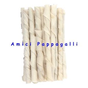 cicca arrotolata pelle di bufalo bianco naturale per cane tasty skin