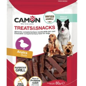 treats snacks bastoncini grigliati all'anatra 80g camon ae504 per cane