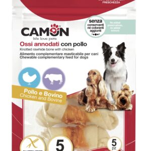 treats snacks ossi annodati con pollo 80g camon per cani