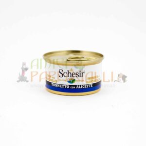 schesir cat tonnetto con alicette al naturale per gatti adulti umido