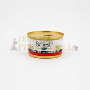schesir cat tonnetto con gamberetti cibo umido per gatti adulti