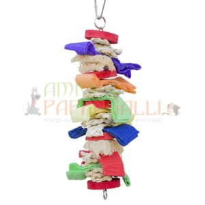 gioco pappagalli legno corda colorati