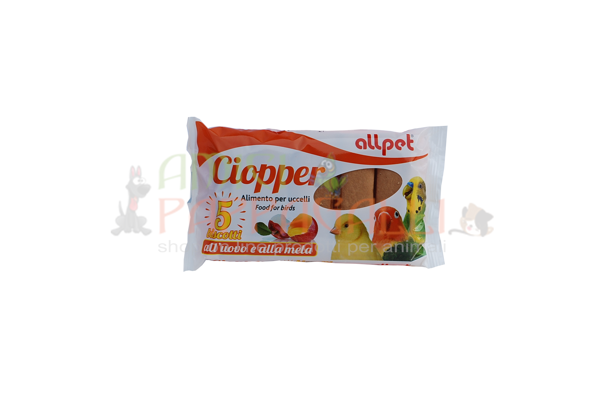 allpet ciopper 5 biscotti all'uovo e mela per canarini, pappagallini, esotici