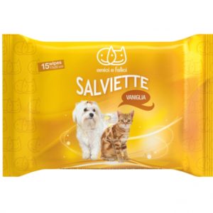 Salviette Detergenti Tascabili per cani e gatti Amici e Felici Vaniglia