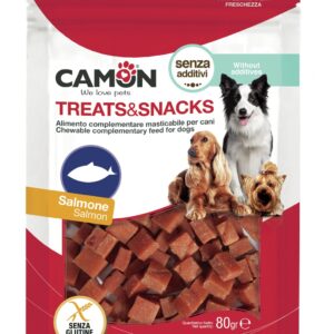 treats snacks dadini salmone 80g camon per cani