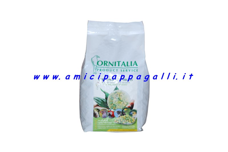 ornitalia Perle Morbide Fruit 800 g – Estrusi per Parrocchetti, Amazzoni, Cacatua, Caicchi, Conuri, Lori, Cenerini, Ara,Frugivori,Insettivori, Ciuffolotti e Frosoni