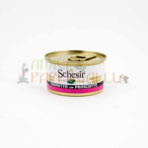 schesir cat tonnetto con prosciutto in lattina cibo umido per gatti adulti
