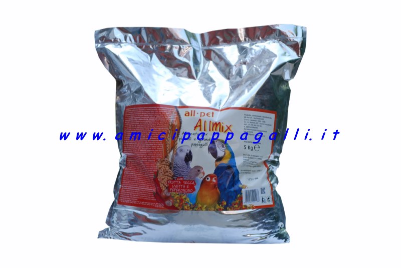 allmix pastone con frutta secca, all pet, per pappagalli di piccola e media taglia