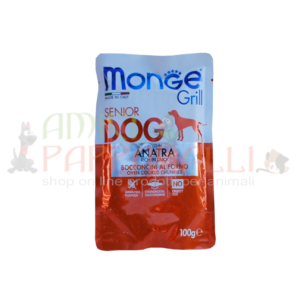Monge grill anatra bocconcini al forno senior dog 100g alimento umido cani