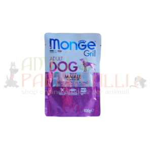 Monge grill ricco in maiale bocconcini al forno dog 100g alimento umido per cani