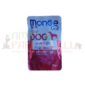 Monge grill ricco in manzo bocconcini al forno 100g cibo umido per cani