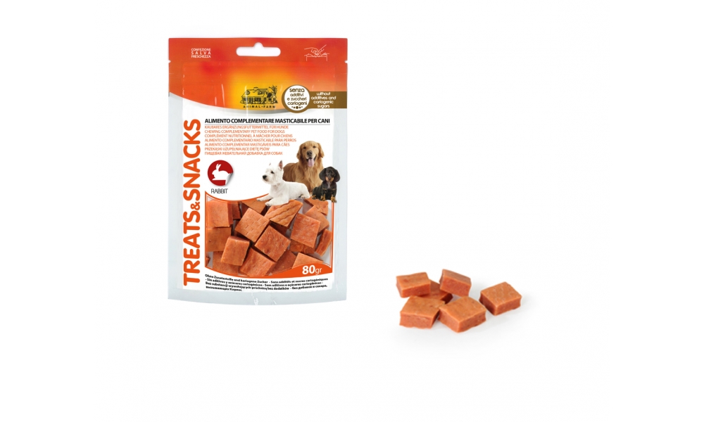 camon treatssnacks snack bastoncini coniglio a quadrati per cani