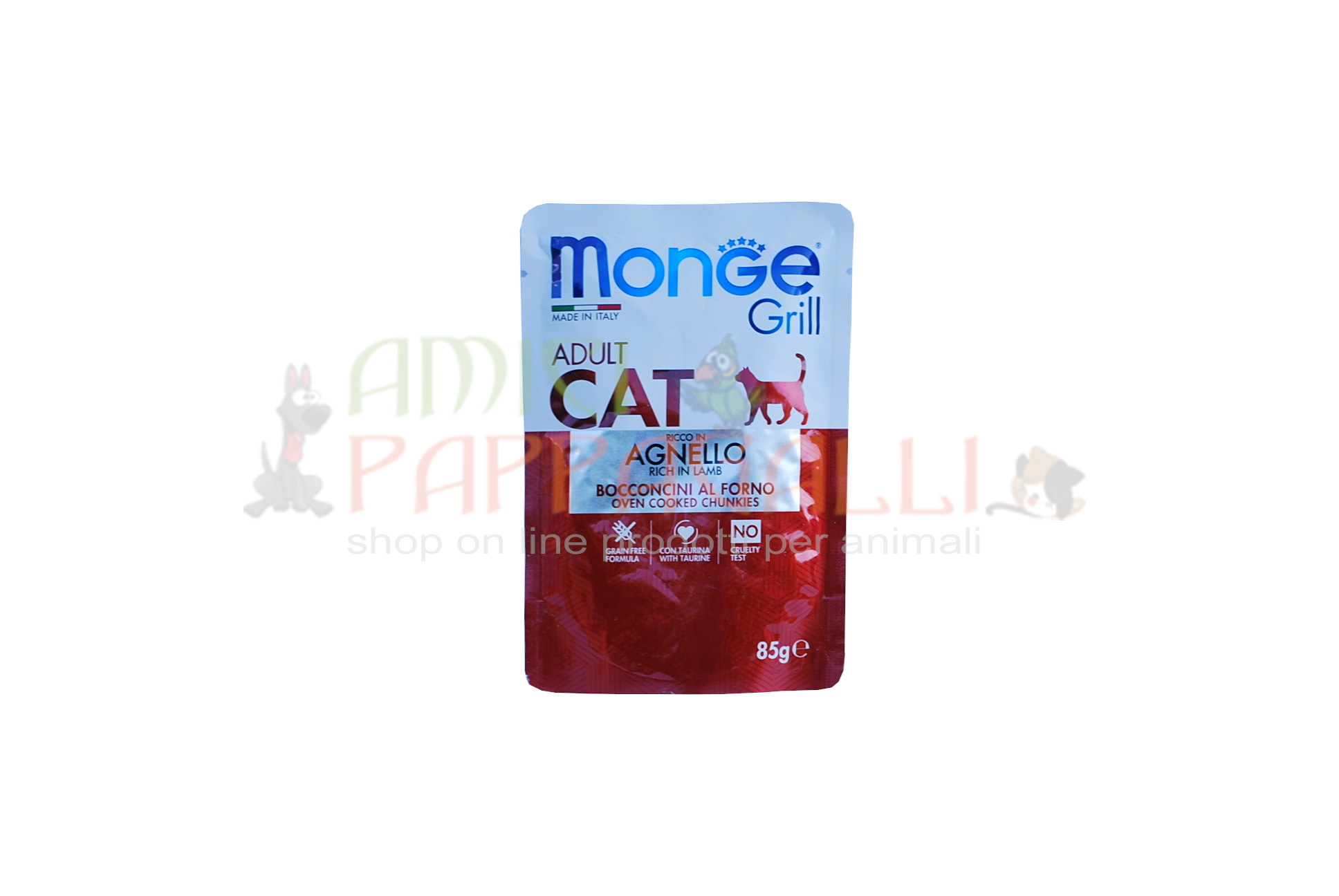 monge gatto umido grill bocconcini in jelly ricco in agnello adult