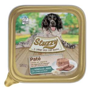 stuzzy patè agnello e riso in vaschetta per cani adulti