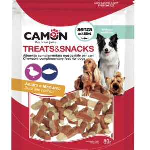 treats snacks bocconcini di anatra merluzzo 80g camon ae518 per cane