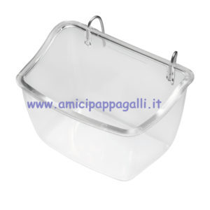 mangiatoia lori con ganci metallici, si appende alle gabbie